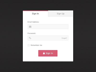 Red Login Form 3d button design form highlight icon input login tabs ui ui design web