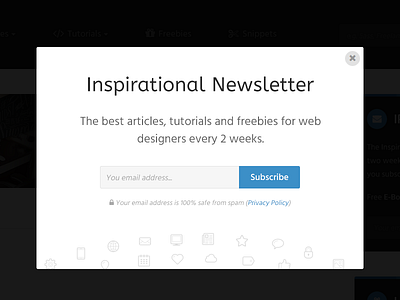 Newsletter Subscribe Refined blue button design form icon lightbox modal popup web design website