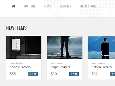 New Items and Menu button design ecommerce icon menu navigation pattern shop store web web design website