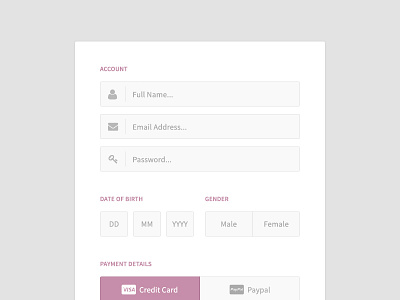 Purple Sign Up Form checkout credit card fields form input payment sign up web web design website