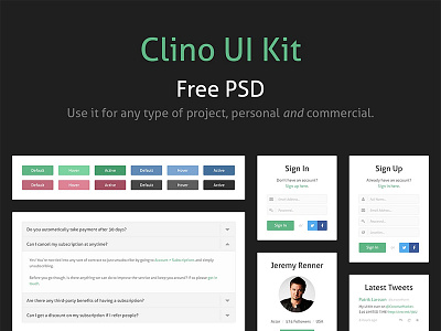 (PSD) Clino Free UI Kit design download flat free freebie psd ui ui design ui kit web web design
