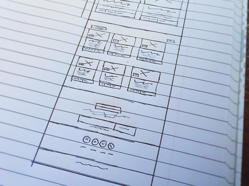 Sketching magazine blog web website web design blueprint wireframe notebook drawing sketch