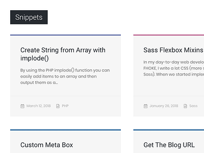 Snippet Cards cards code css design grid highlights snippets web design