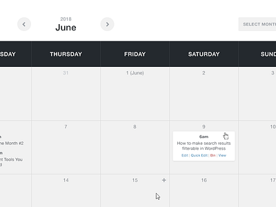 Calendar calendar dark design grey hover interaction ui web design wordpress