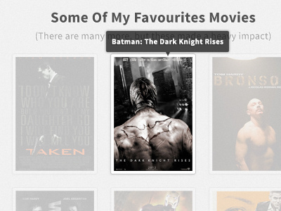 Some of My Favourite Movies about design films hover images movies opacity psd tooltip typography ui web website