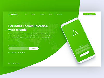 Landing page for mobile app