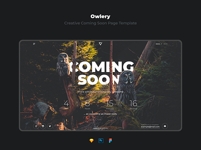 Owlery - Creative Coming Soon Page Template buy coming soon coming soon page comingsoon dark design dowload flat fullscreen interface landing page main page template templates typography ui ux web webdesign website