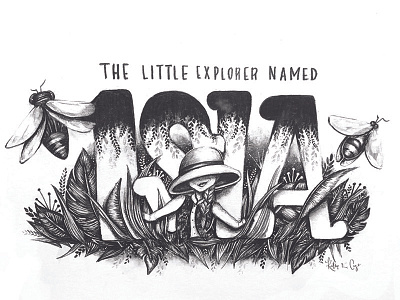 isla bees book cover character graphite hand drawn type typography