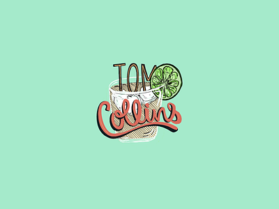 Tom Collins cocktail color design digital gin illustration procreate type