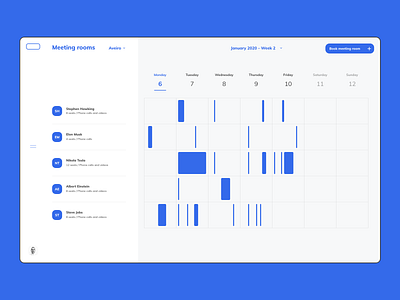 Intranet Concept - Meeting rooms calendar component design digital intranet minimal schedule table design ui ux website weekly