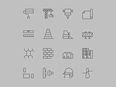 Construction Company-Iconset branding grid iconography iconpack iconset identity line icons minimal vector