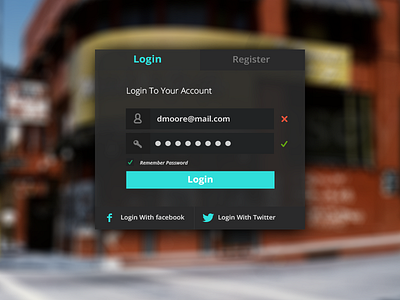 Login or Register dribbble facebook form interface login register twitter web