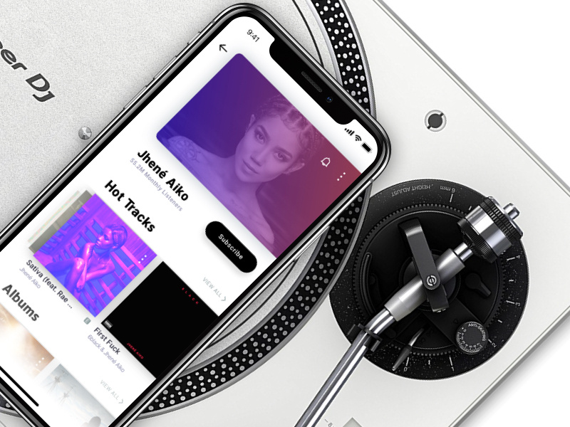 Adio / Artist Profile profile social white gradient clean responsive mobile iphone ios app music andregivenchy