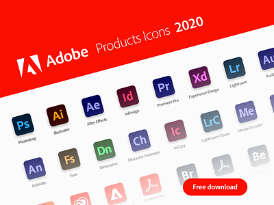 Adobe Products Icons 2020 adobe cc adobe cc 2020 adobe photoshop adobe products adobe xd adobexd figma figma adobe free icons design illustrator illustrator cc photoshop vector