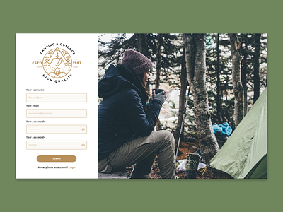 Daily UI Challenge - Sign Up adobexd app camping challenge dailyart dailyui design designproject ui uidaily uidailychallenge uidesign uidesigner uiinspiration uiux userinterface website