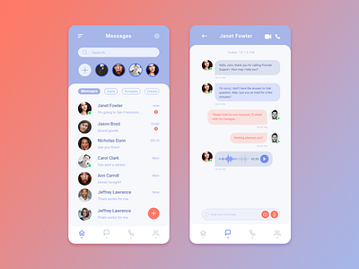 Daily UI Challenge - Direct Messaging adobexd app challenge dailyui design designproject direct messaging messenger app ui uidaily uidailychallenge uidesign