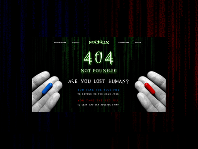 Daily UI Challenge - 404 Page (The Matrix) 404 page adobexd challenge dailyart dailyui design designproject error page matrix ui uidaily uidailychallenge uidesign website