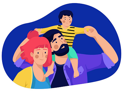 Happy Family animation app character characters child color colors design familia families family girl happy icon illustration man red hair vector web woman