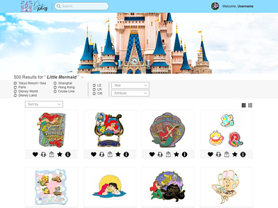 Disney pin database dailyui database disney little mermaid montreal ui ux