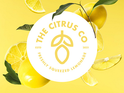 Weekly Warm-Up - The Citrus Co badge branding circle clean design friendly fruit green lemon lemon logo lemonade logo minimal minimalist round simple soft stamp typography yellow