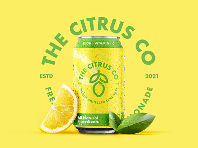 Weekly Warm-Up - The Citrus Co branding can clean design drink friendly fruit fun lemon lemonade logo minimal minimalist mockup simple soda stamp typography weekly warm up yellow