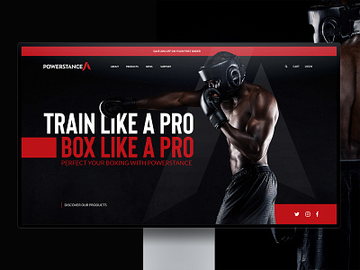 POWERSTANCE - Website Design black boxing branding clean design fight fitness homepage logo minimal minimalist photography simple sport training typography ui ux web website