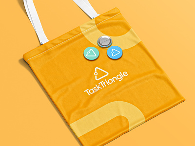 Task Triangle - Brand Design bag brand identity brand identity design branding button button design design minimal minimalist mock up mockup pin tote tote bag tote design