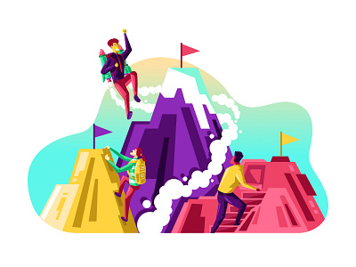 Business Competition design illustration mountain rocket startup ui vector