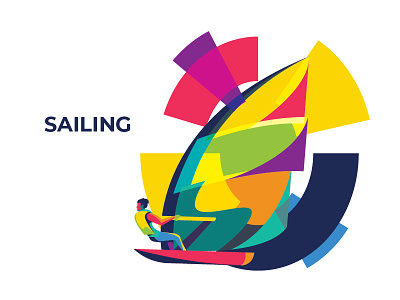 Sailing Illustration asian games asian games 2018 athletics boat graphic design illustration indonesia sail sailing sport vibrance