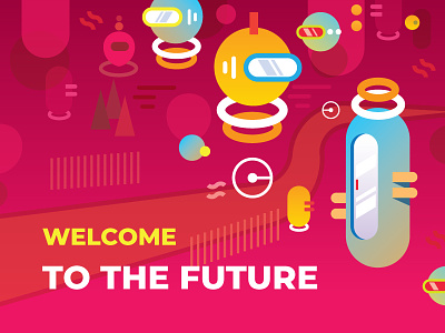 Welcome To The Future future futuristic graphic design illustration landing page robot ui ux vector