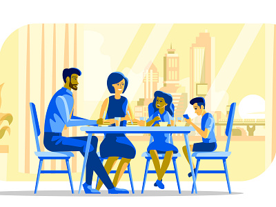 Family Breakfast brakfast eat family graphic design illustration modern ui ux vector warm web