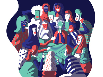 Retrouvaille friendship gathering graphic design happy illustration people reunion ui