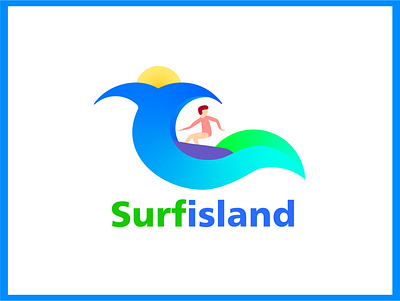 Surfisland beach holiday island logo design surf vacation