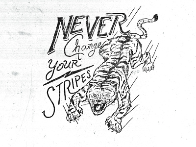 Never Change Your Stripes handmade illustration pen and ink tiger