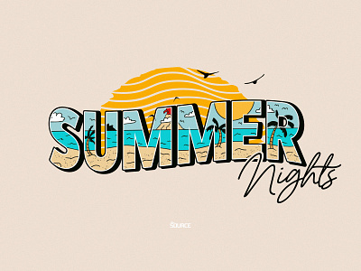 Summer Nights - @thesourcenova beach drawing handmade illustration illustrator photoshop procreate summer sun youth group