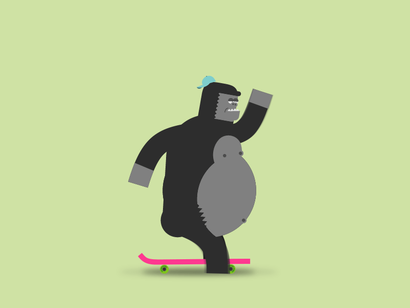 Gorilla Skate Cycle 2d after effects character character animation gorilla illustration skateboard walk cycle