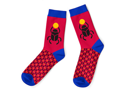 African symbol sock africa apparel bug colorfull design jacquard knitting sock socks