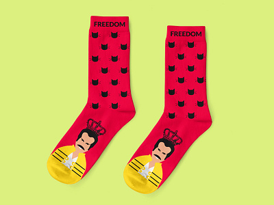 Freddie Mercury apparel cat cat illustration cat kitten freddie mercury illustration art jacquard king queen socks