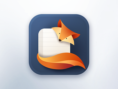 Foxy Note animal app flat fox foxy icon ios logo note orange paper riggs