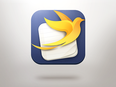 Swifty Note animal app bird flat gold icon ios logo note paper riggs swift