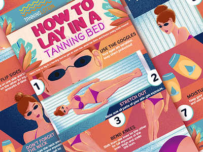 How to Lay in a Tanning Bed Infographic art color design infographic lotion summer tanning tropical