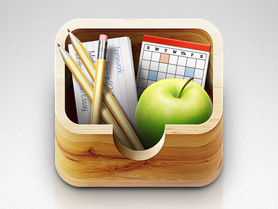 App Icon app icon logo box wood texture objects school office supplies education ios