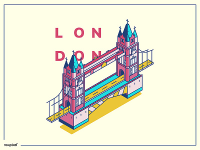 London Bridge graphic illustration isometric london bridge vector