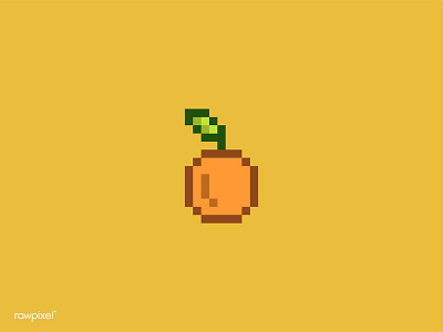 pixel orange art fruit illustration pixel vector