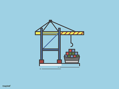 container dock illustration lively simple transportation vector