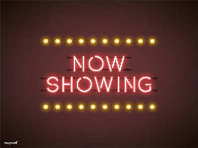 ' Now Showing ' Neon Sign cinema graphic neon sign theater vector