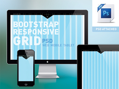 Bootstrap responsive grid PSD - Mobile, Tablet, Web - Free android bootstrap browser cross css download framework free freebie grid html html5 ios ipad iphone layout less mobile photoshop platform psd responsive sass tablet template twitter website
