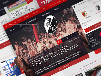 SC Freiburg Website - Redesign & Relaunch Pitch bootstrap bundesliga design freiburg german responsive soccer ui uiux ux