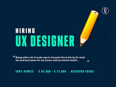 Hiring Remote UX Designers with a focus on the research Job.