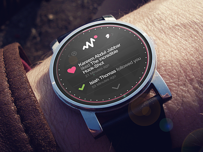 Dribbble App Notification Screen - Android Wear Concept